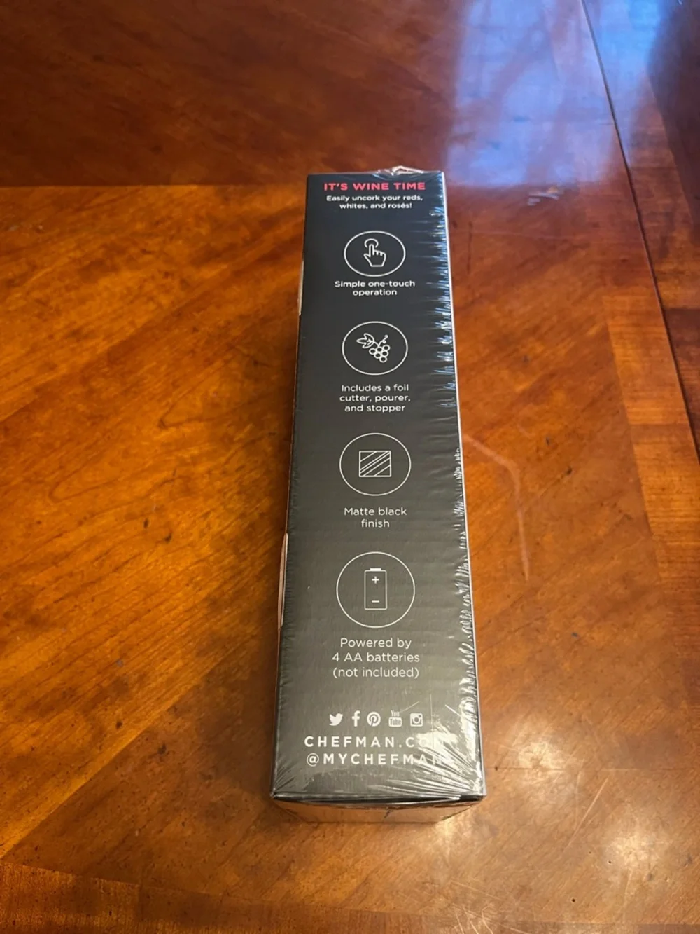 NIB Chefman Electric Wine Opener & Foil Cutter - Stainless Steel